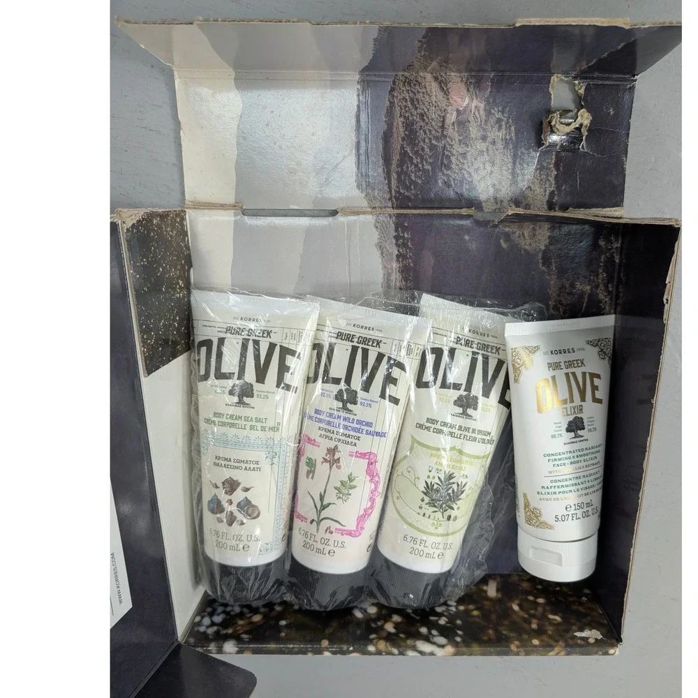 Korres Pure Greek Olive Body Cream Set 4 Piece Skincare 6.76 FL. OZ. 200 mL